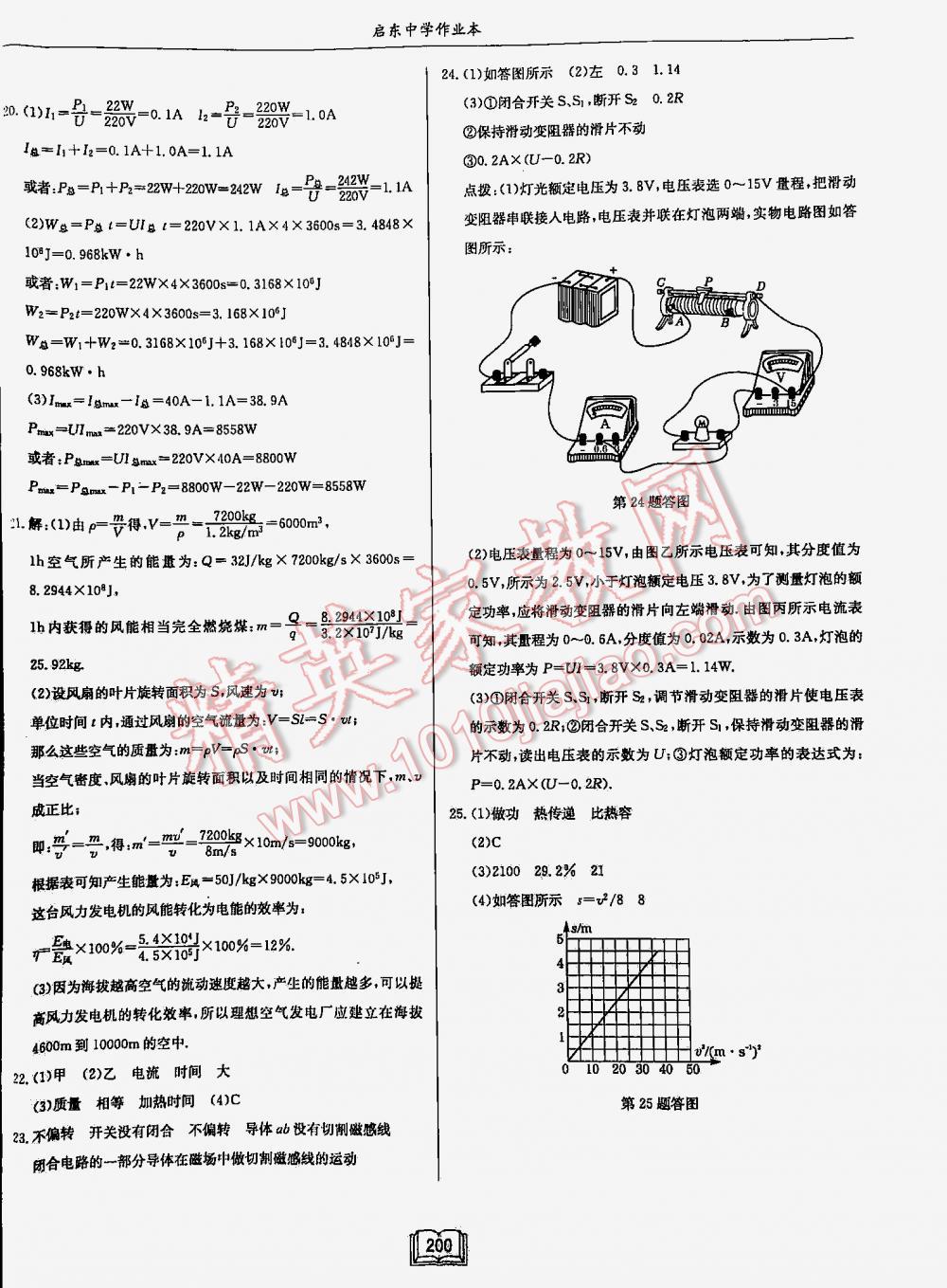 2016年啟東中學作業(yè)本九年級物理下冊江蘇版 第200頁