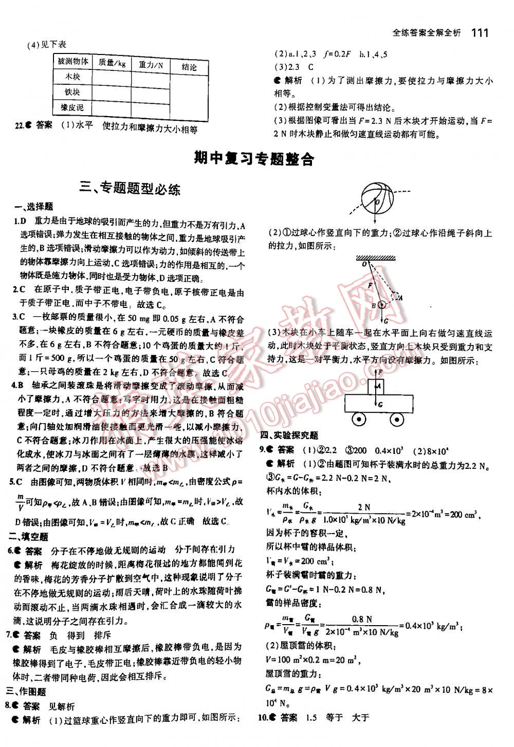 2016年5年中考3年模拟初中物理八年级下册苏科版 第111页