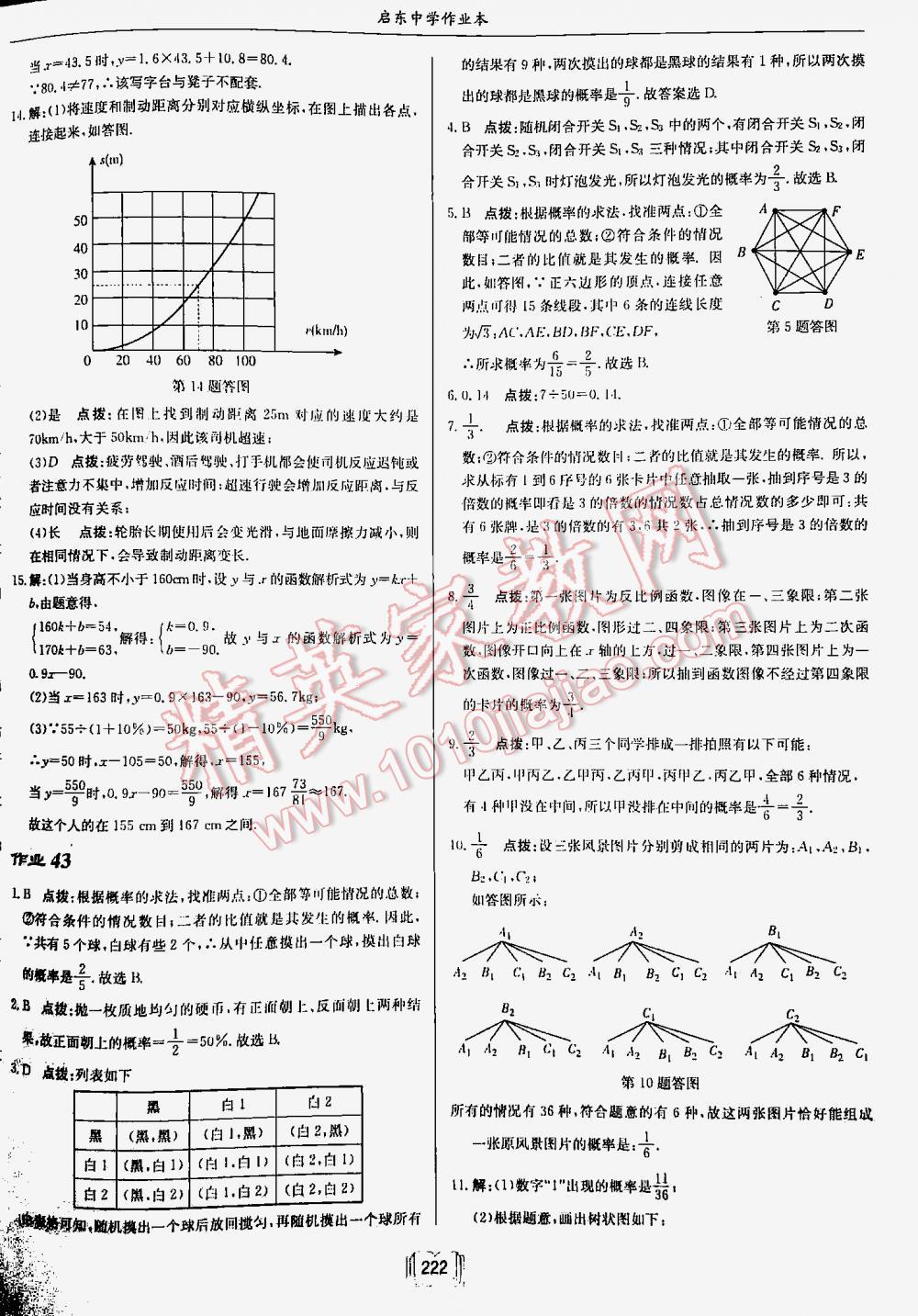 2016年啟東中學(xué)作業(yè)本九年級(jí)數(shù)學(xué)下冊(cè)江蘇版 第222頁(yè)