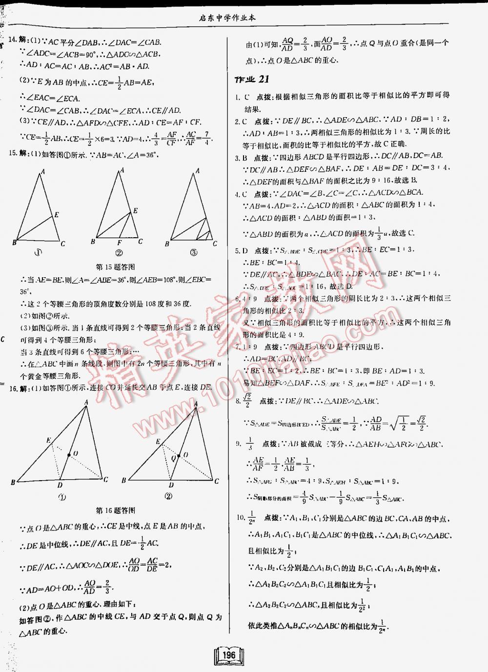 2016年啟東中學(xué)作業(yè)本九年級(jí)數(shù)學(xué)下冊(cè)江蘇版 第196頁(yè)