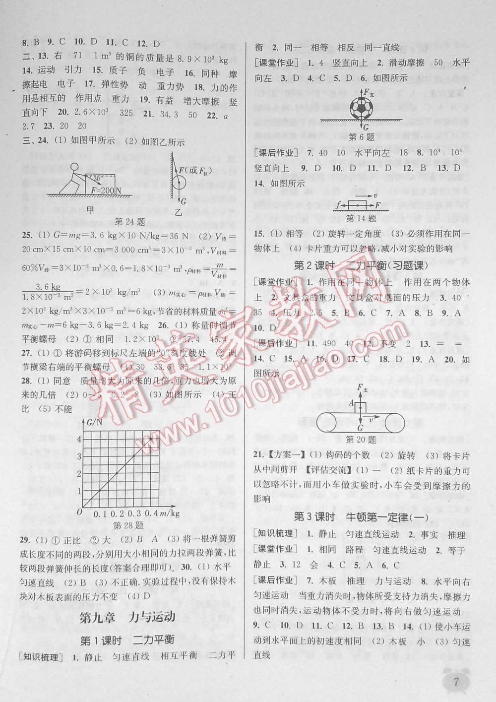 2016年通城學(xué)典課時(shí)作業(yè)本八年級(jí)物理下冊(cè)蘇科版 第7頁(yè)