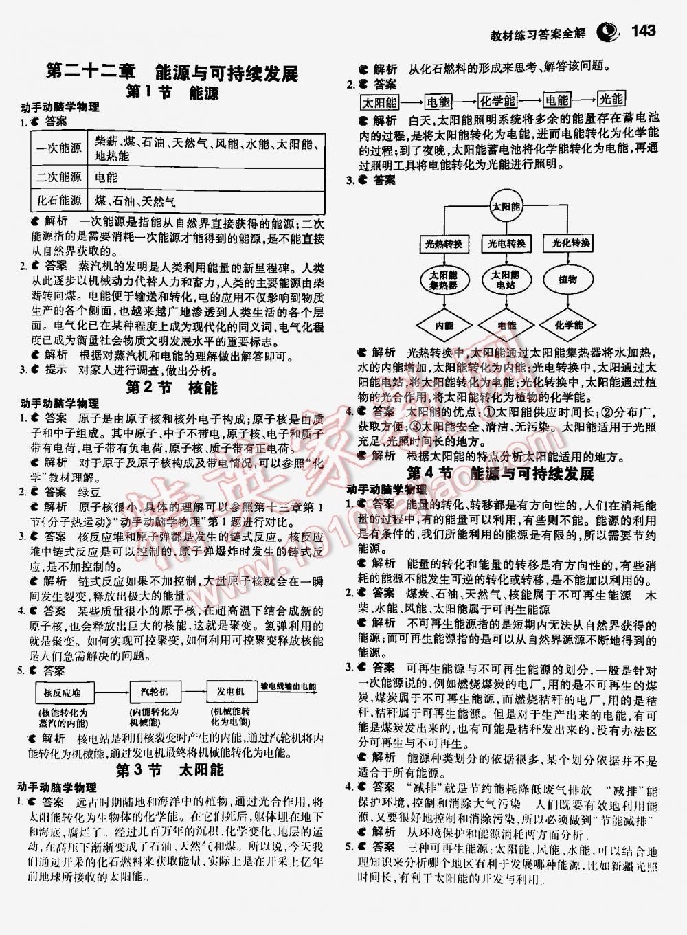 2016年5年中考3年模拟九年级初中物理全一册人教版 第143页