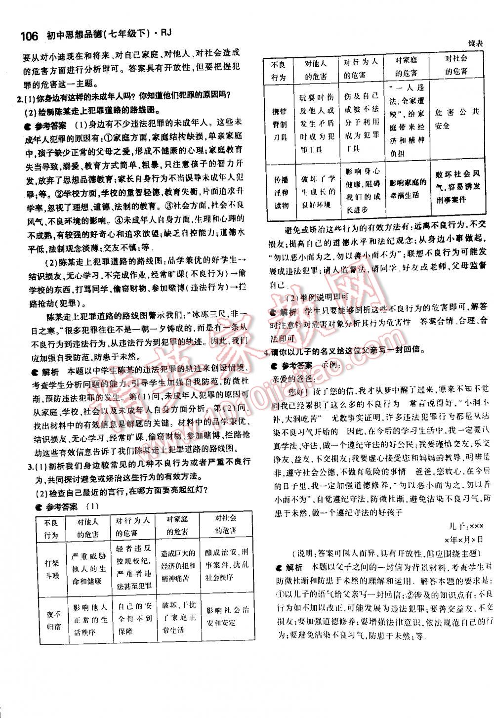 2016年5年中考3年模擬初中思想品德七年級(jí)下冊(cè)人教版 第106頁(yè)