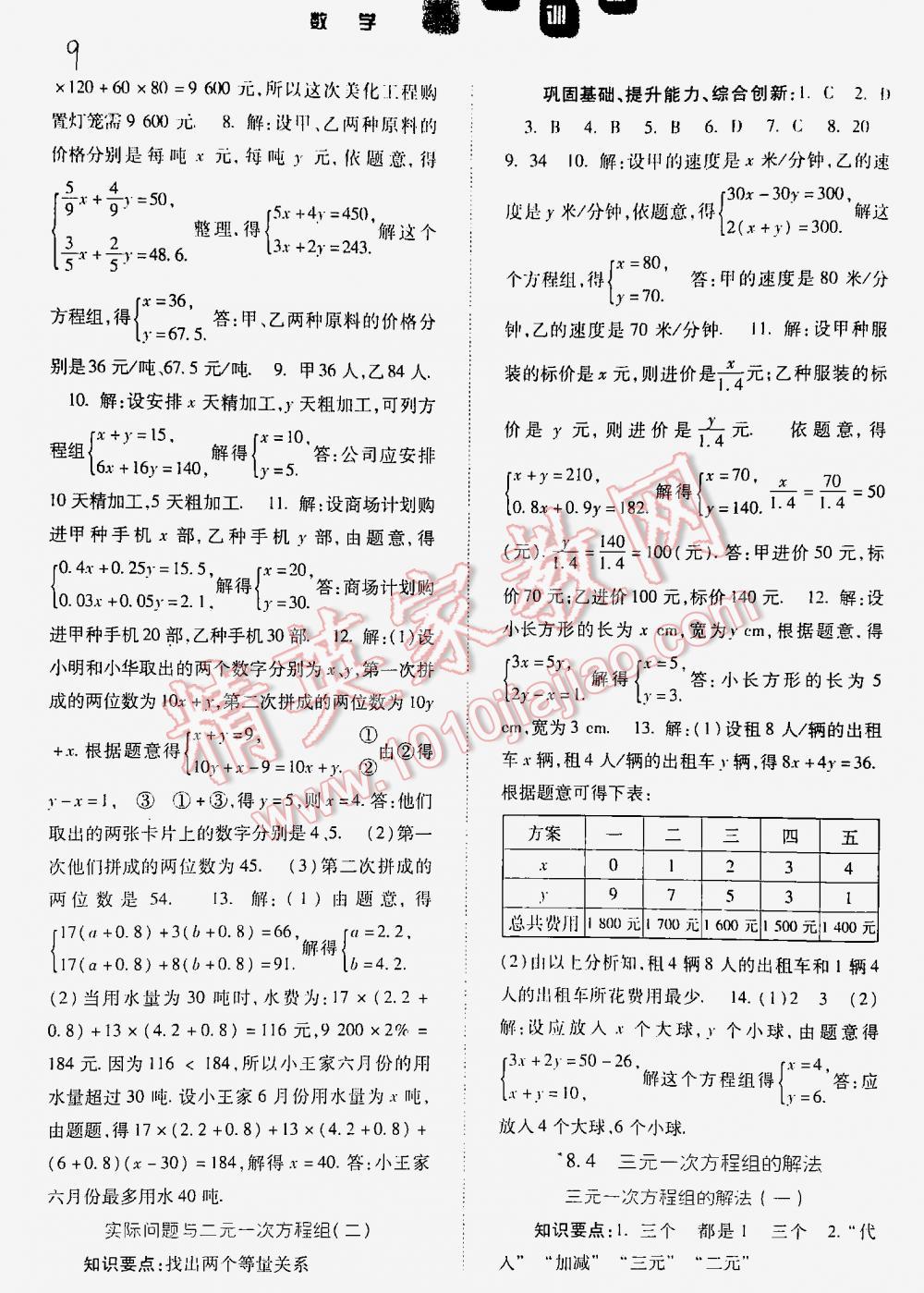 2016年同步训练七年级数学下册人教版 第9页