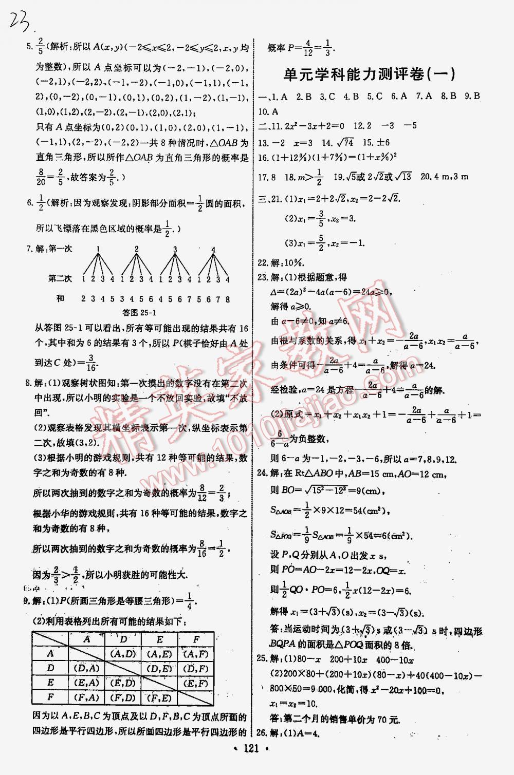 2015年能力培養(yǎng)與測試九年級數(shù)學(xué)上冊人教版 第23頁