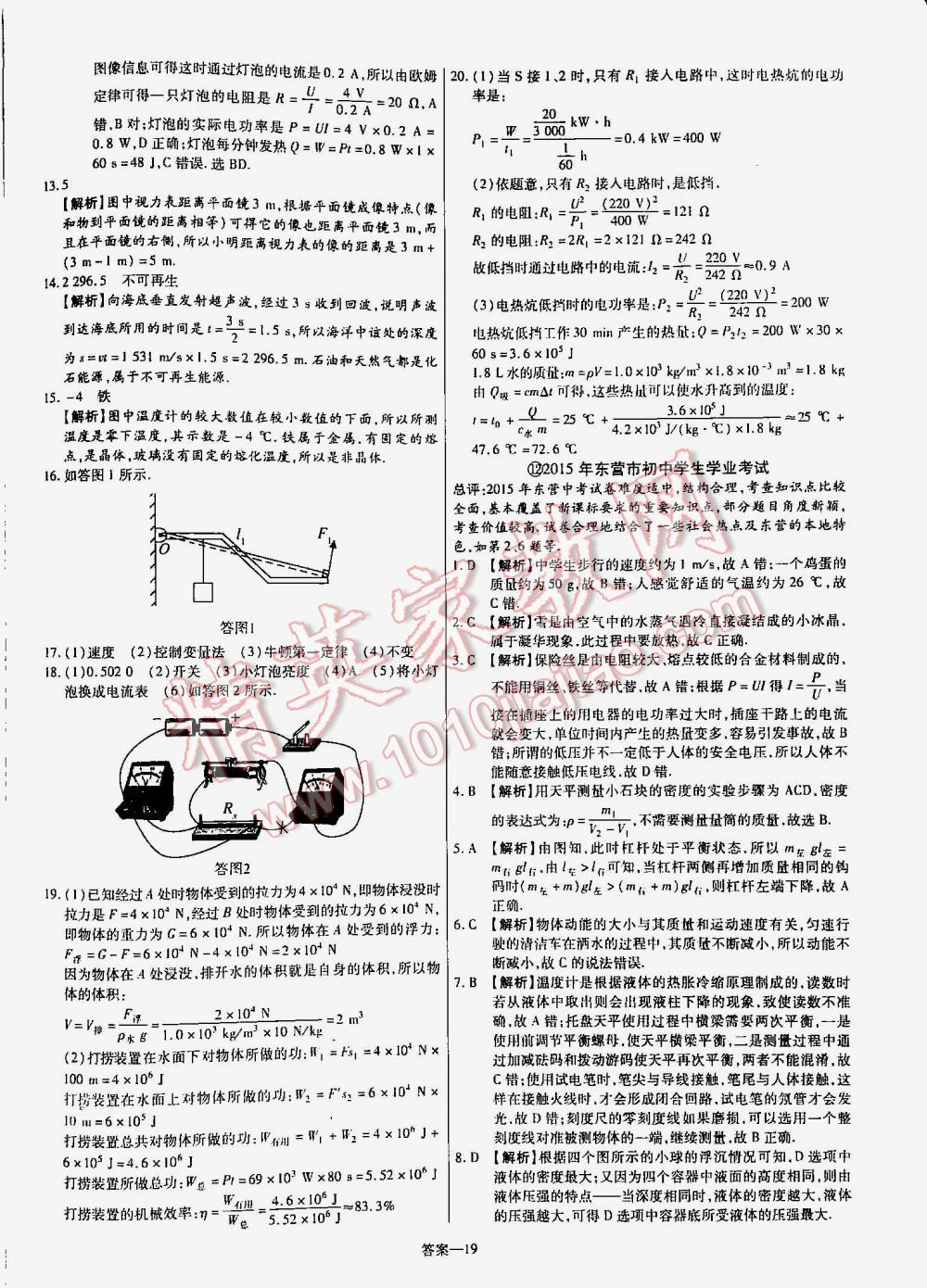 2016年金考卷山东中考45套汇编物理 第19页