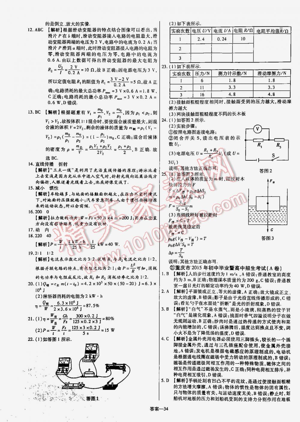 2016年金考卷山东中考45套汇编物理 第34页