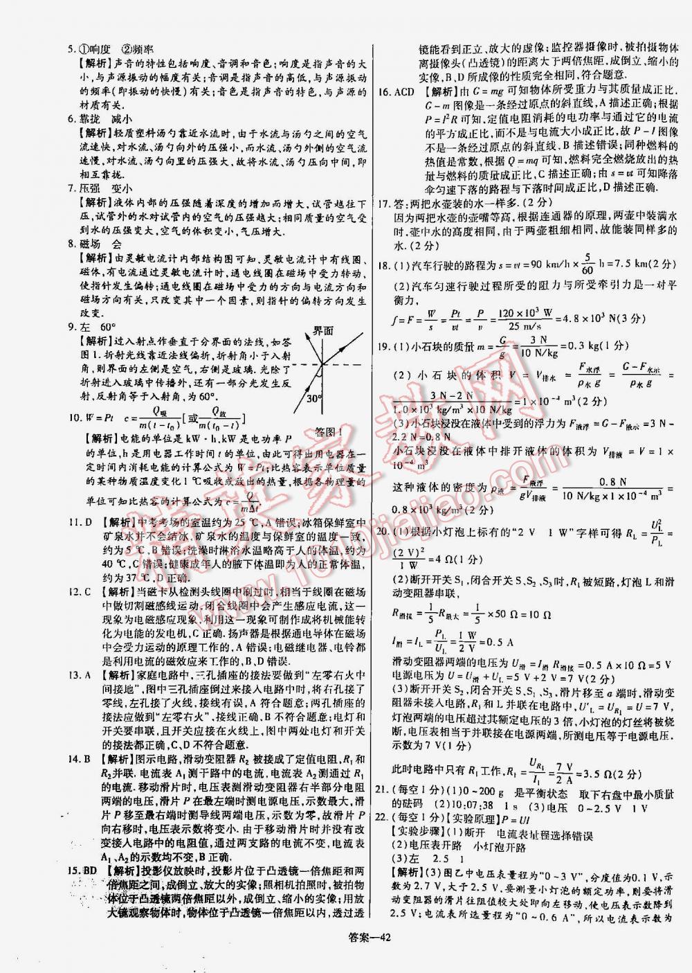 2016年金考卷山东中考45套汇编物理 第42页