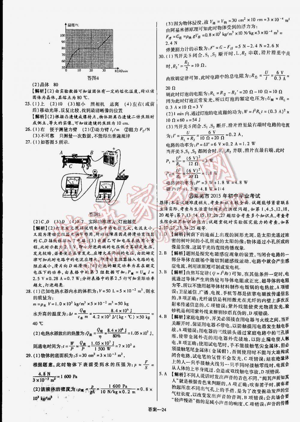 2016年金考卷山东中考45套汇编物理 第24页