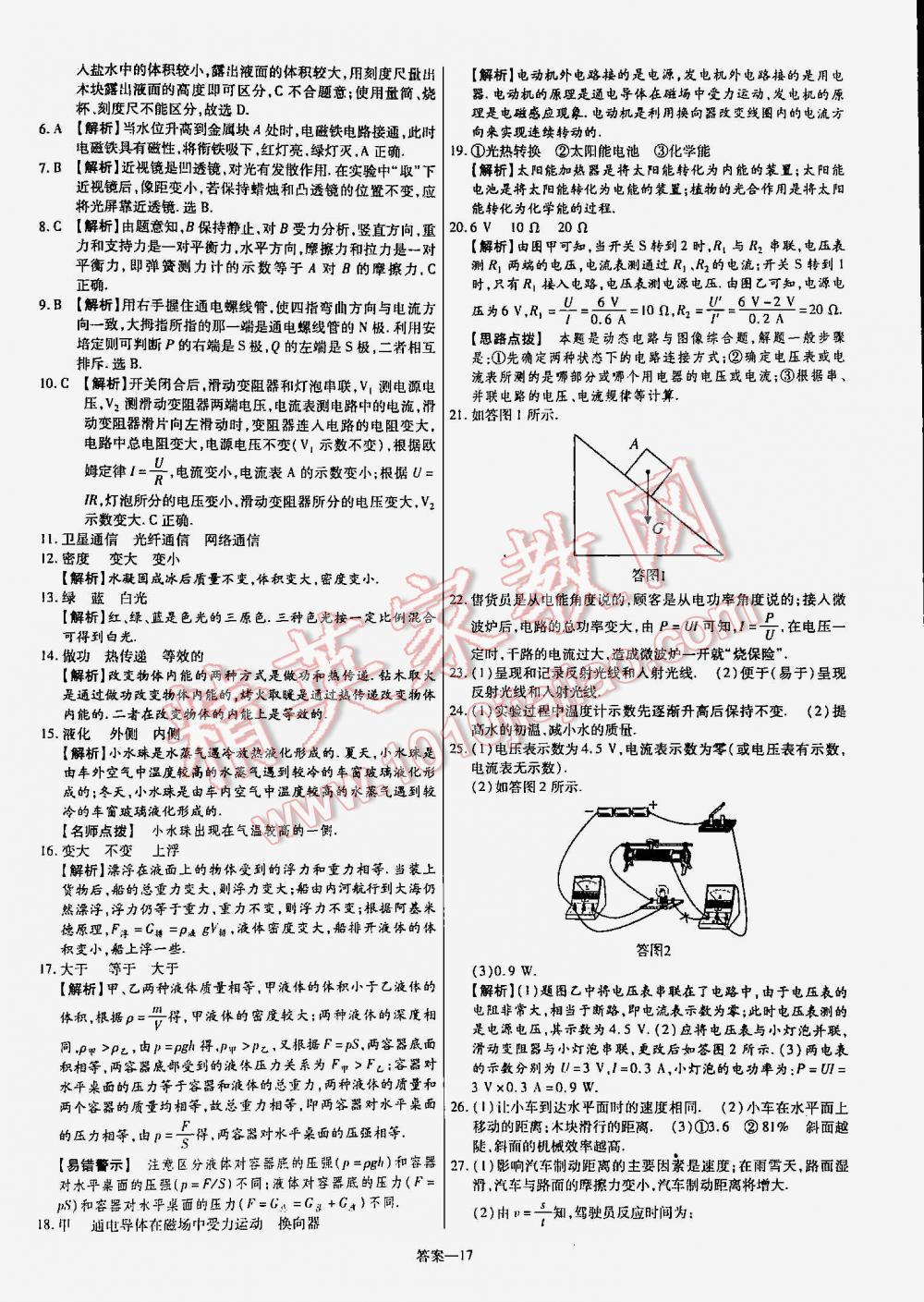 2016年金考卷山東中考45套匯編物理 第17頁(yè)