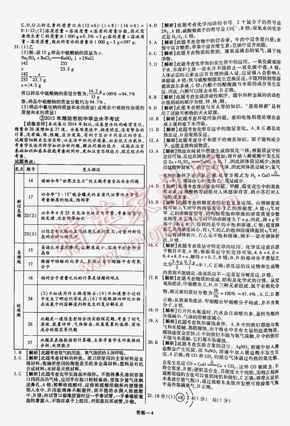 2016年金考卷山东中考45套汇编化学 第4页