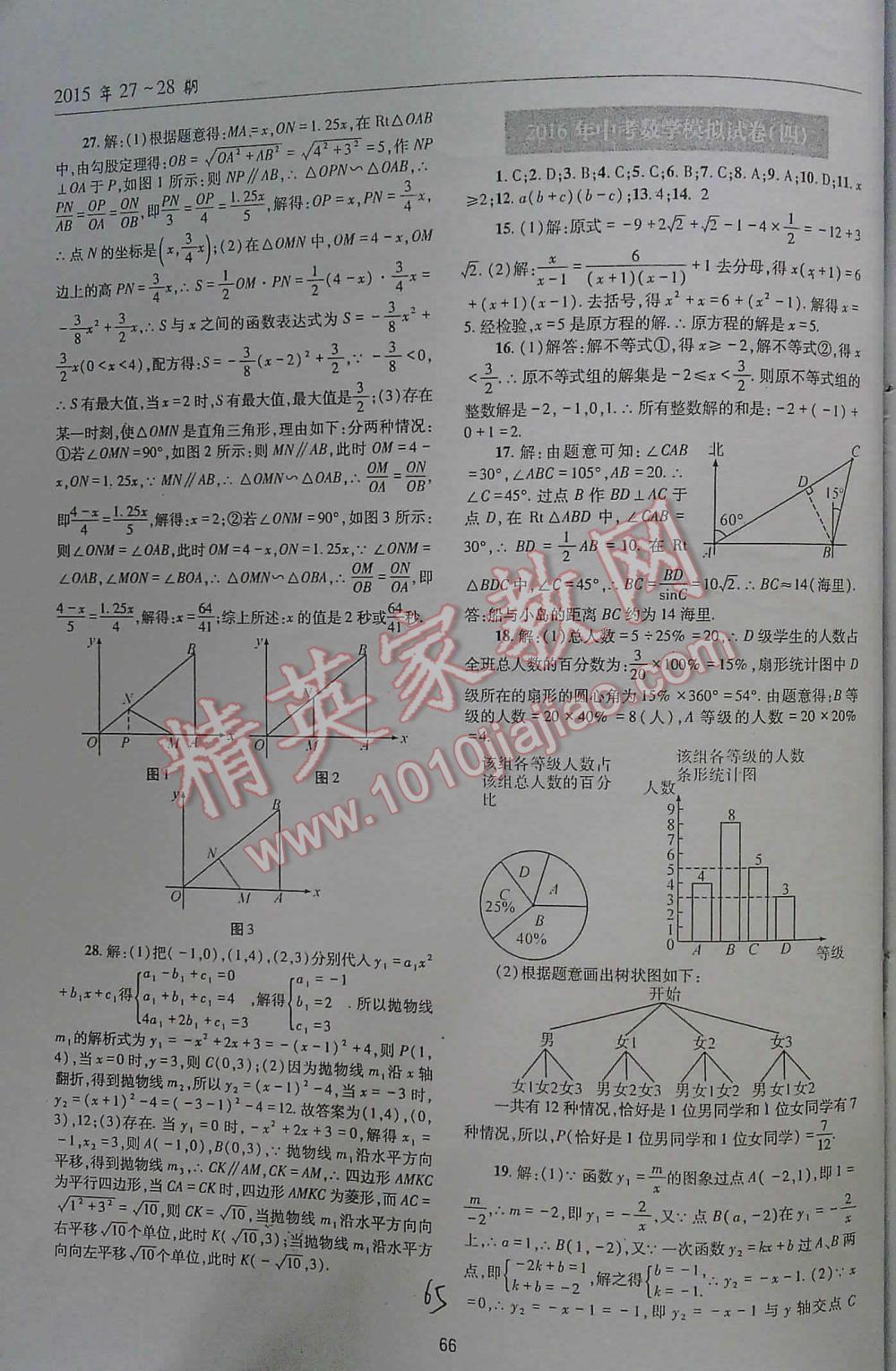 2016年中考總復(fù)習(xí)理科愛好者第27~28期數(shù)學(xué) 第65頁(yè)