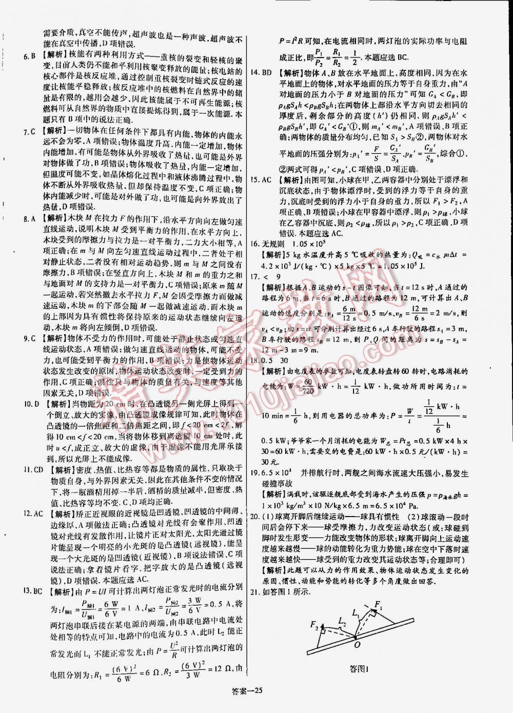 2016年金考卷山东中考45套汇编物理 第25页