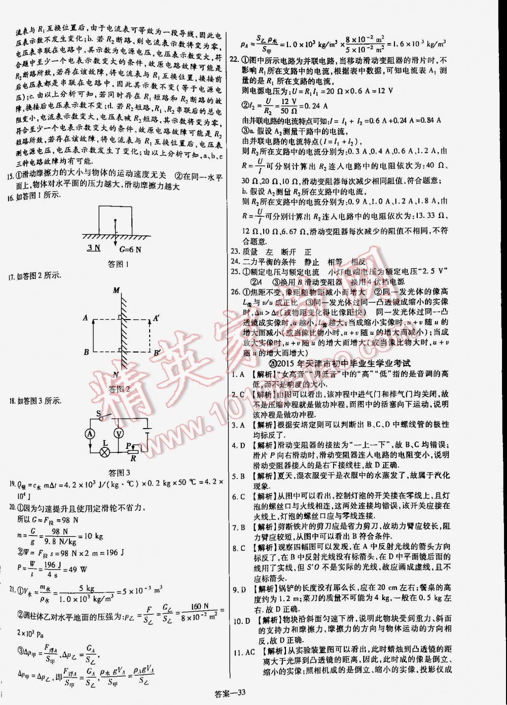 2016年金考卷山东中考45套汇编物理 第33页