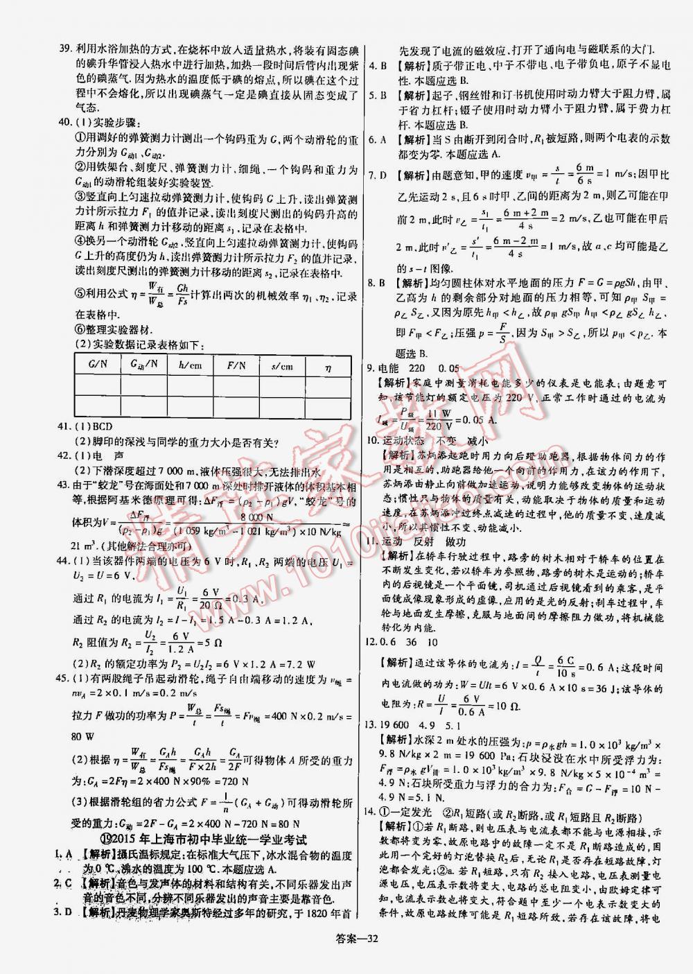 2016年金考卷山东中考45套汇编物理 第32页