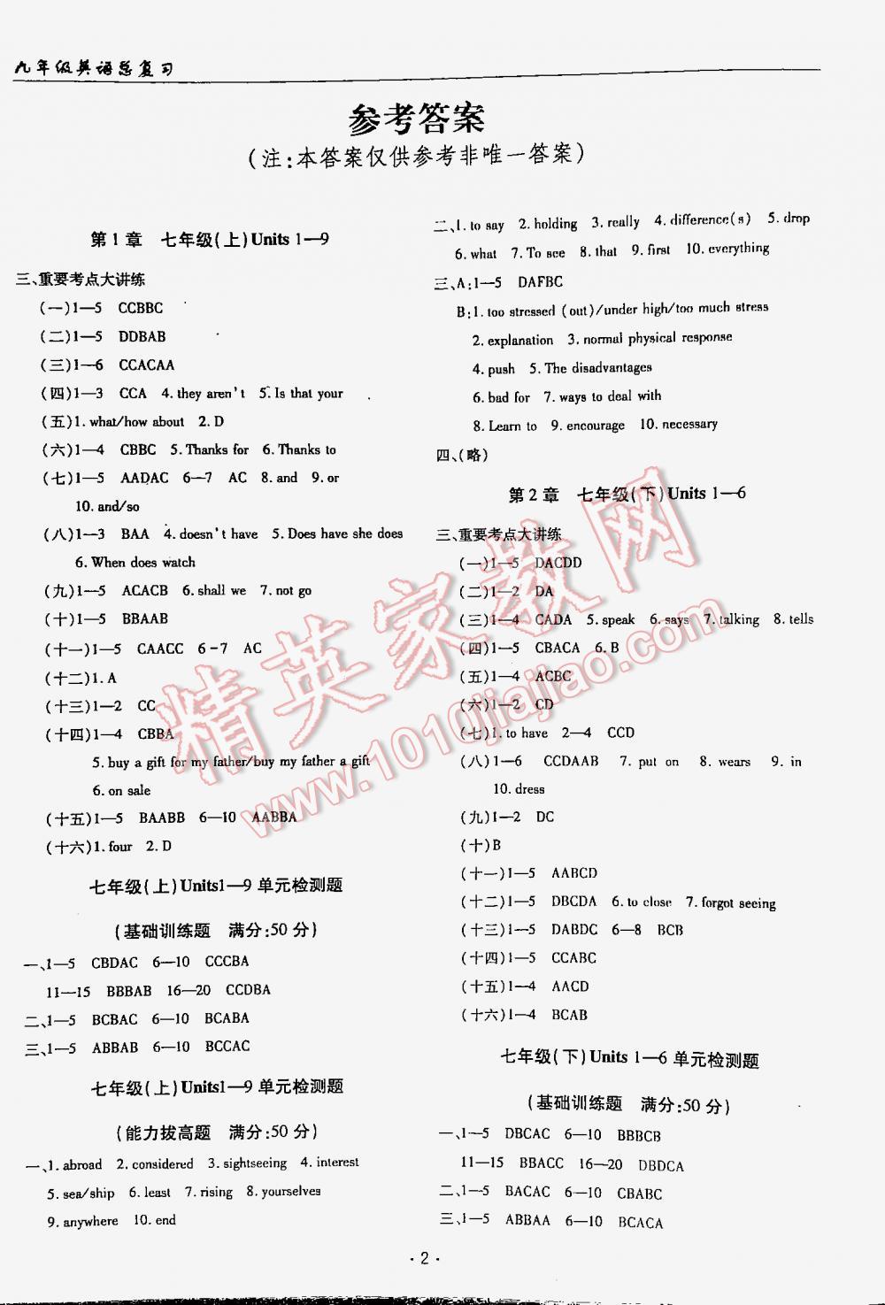 2016年中考總復(fù)習(xí)文科愛好者英語 第1頁