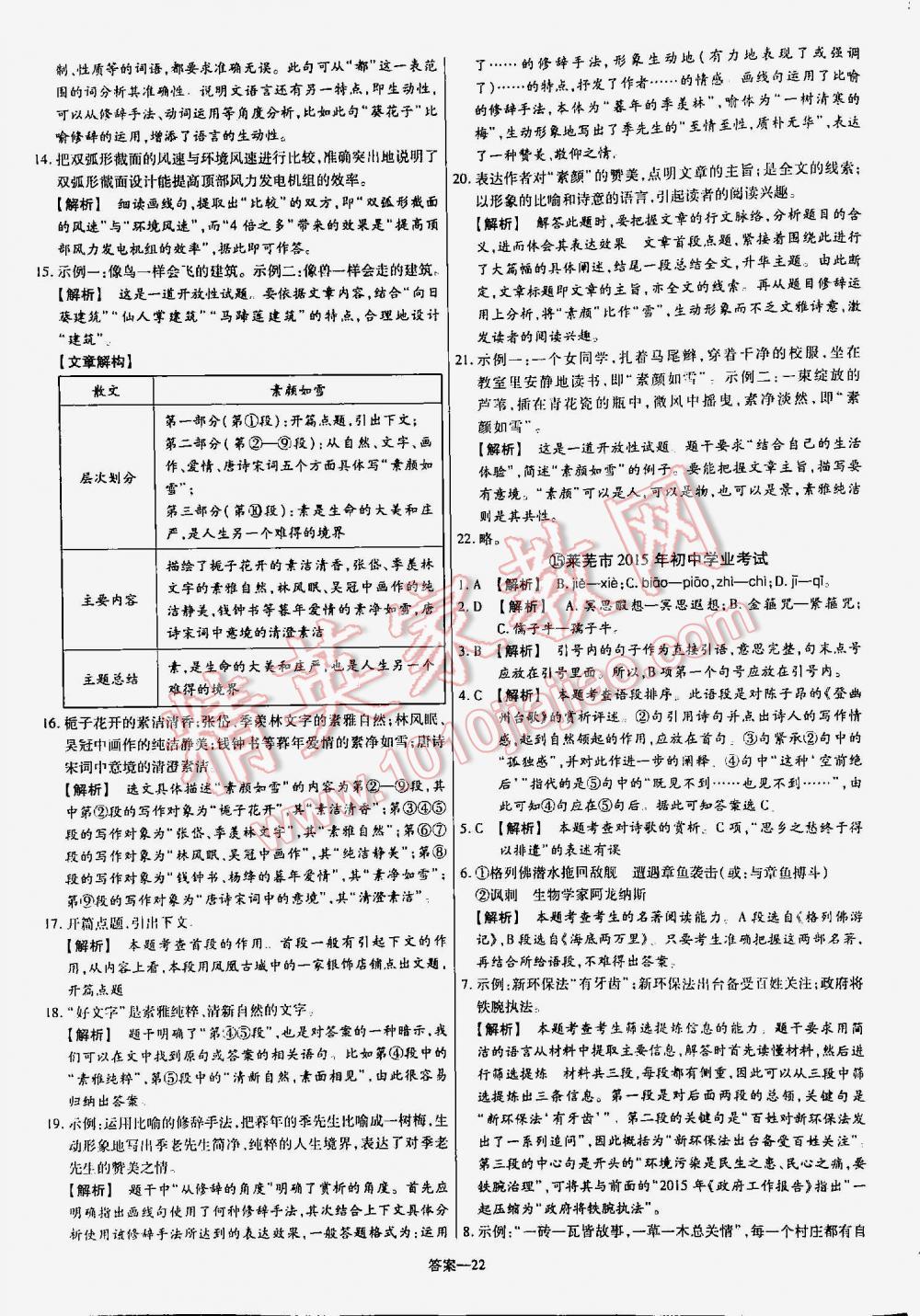 2016年金考卷山东中考45套汇编语文 第22页