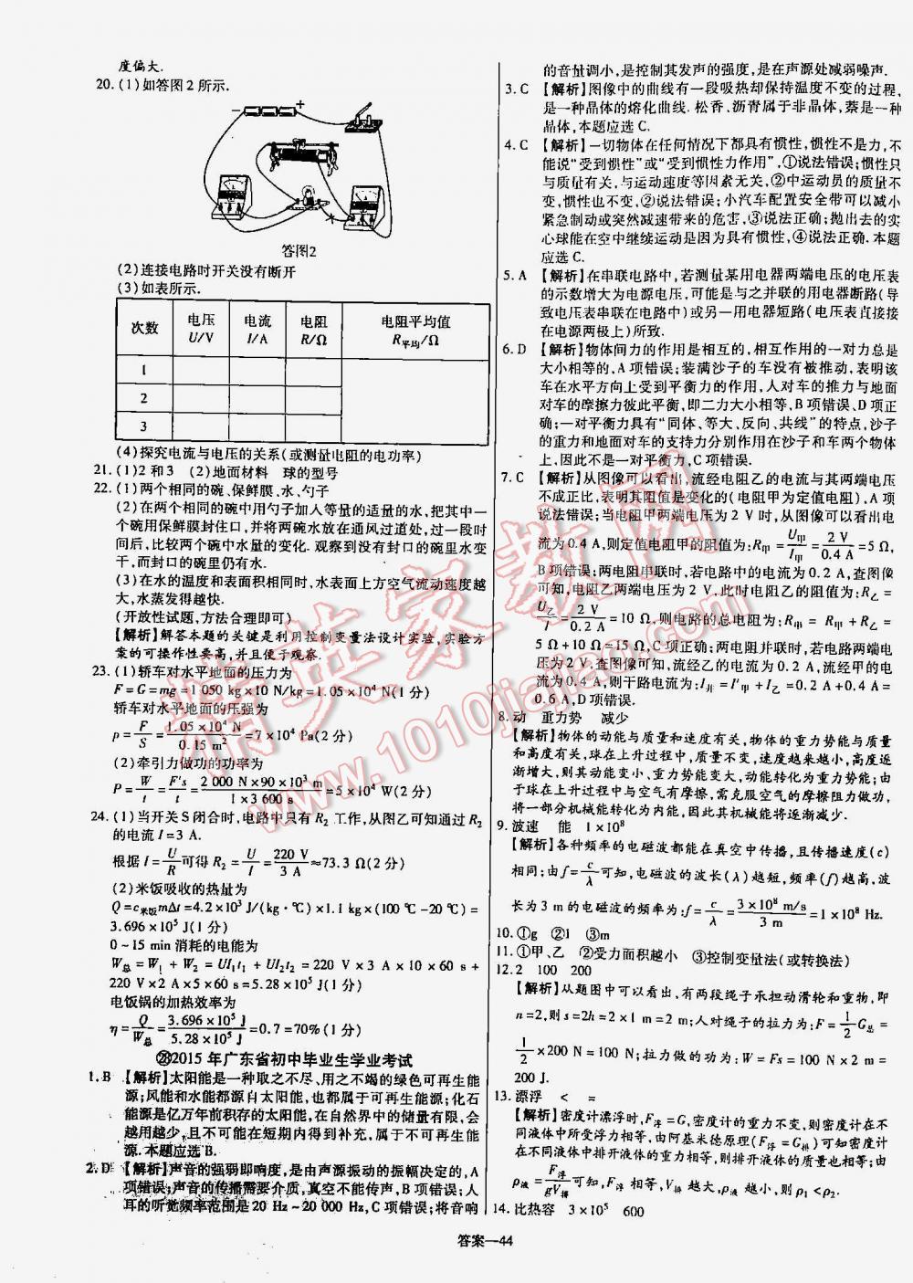 2016年金考卷山东中考45套汇编物理 第44页