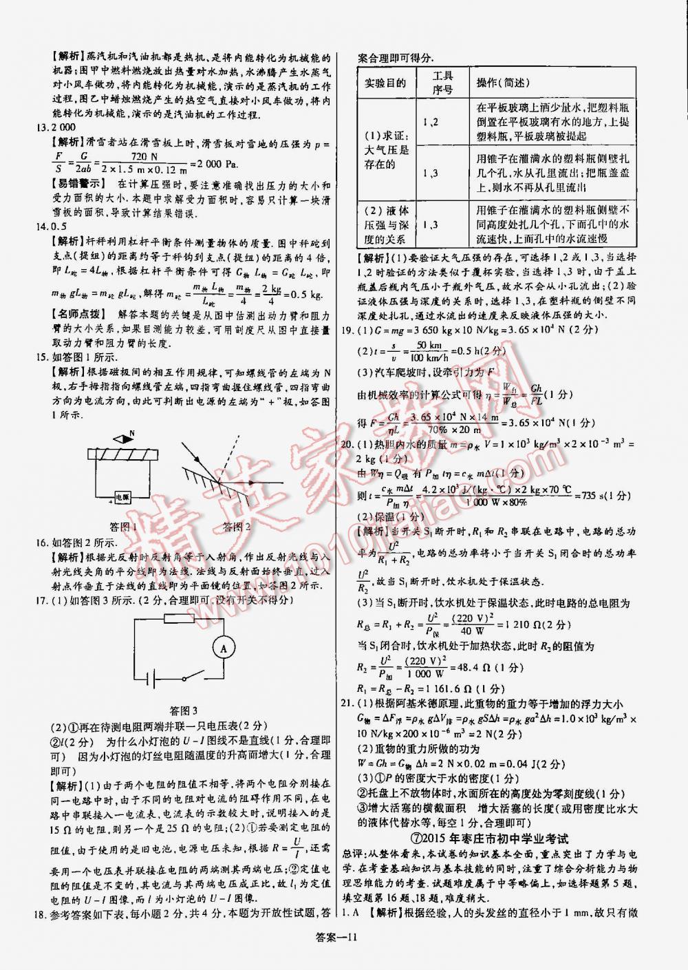 2016年金考卷山东中考45套汇编物理 第11页