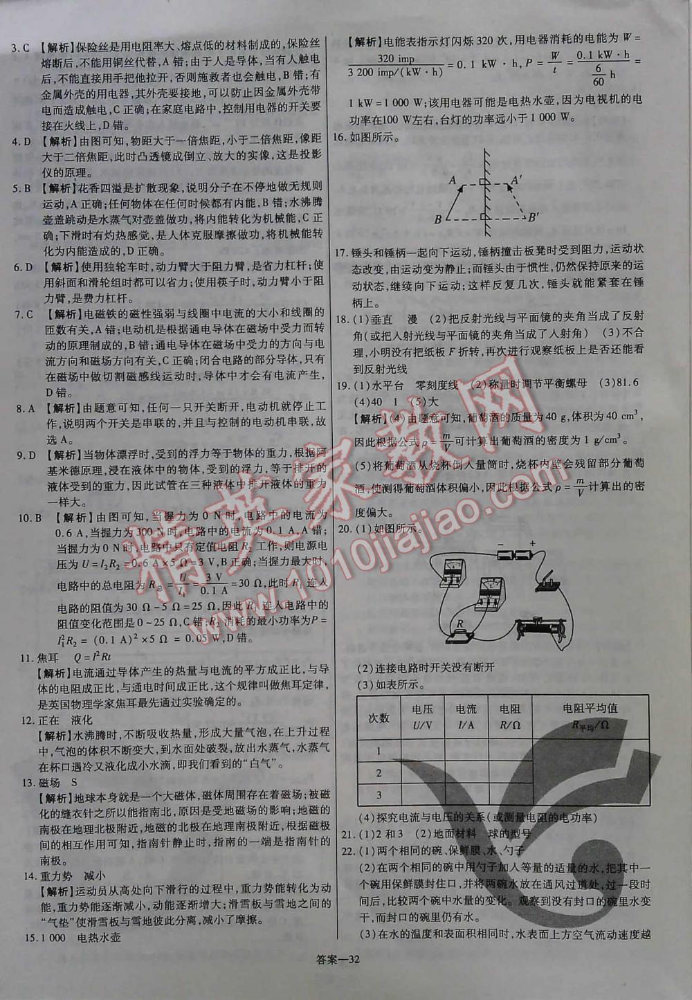 2016年金考卷浙江中考45套汇编科学 第32页