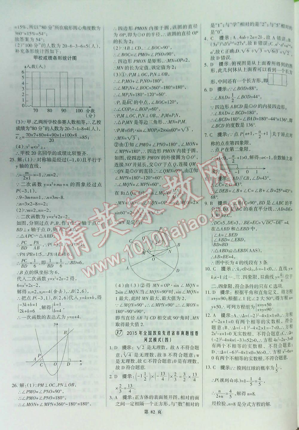 2016全優(yōu)中考全國中考試題精選精析數(shù)學(xué)九年級(jí)河北專版 第82頁