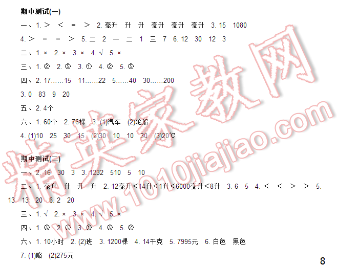 2016伴你学四年级数学上册苏教版/SJ 第8页