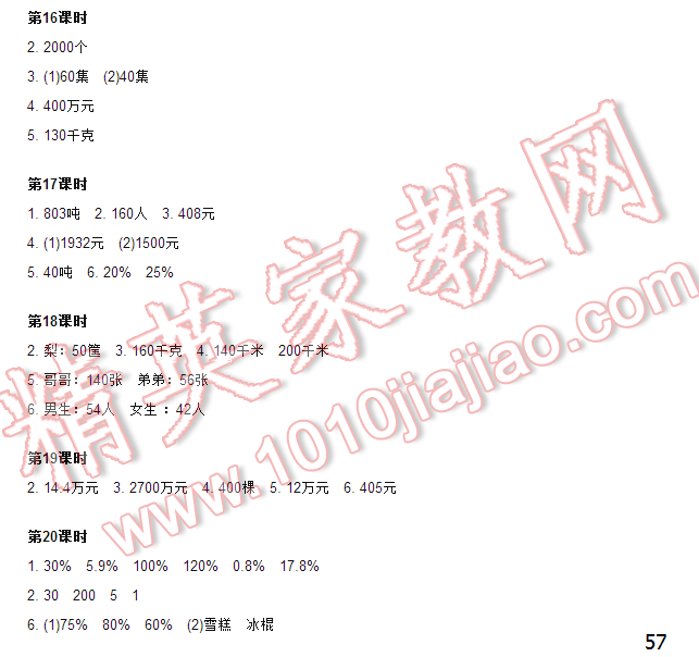 2016伴你学六年级数学上册苏教版/SJ 第57页