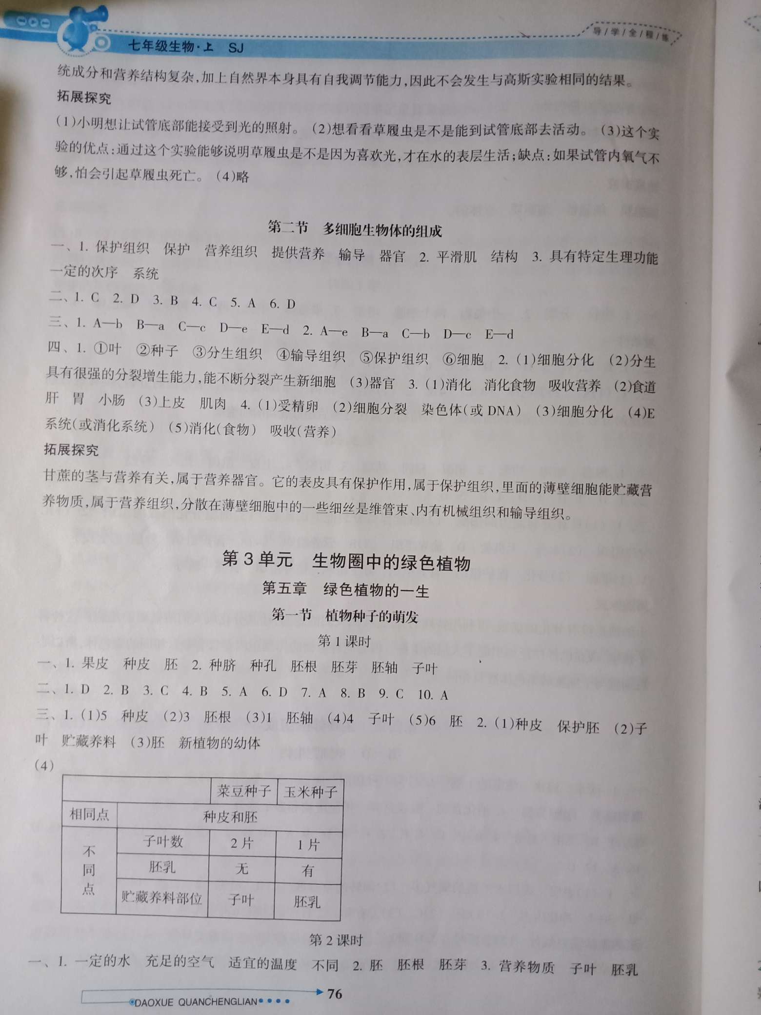 2018年導(dǎo)學(xué)全程練創(chuàng)優(yōu)訓(xùn)練七年級生物上冊蘇教版 第6頁