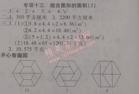 2015年寒假作業(yè)復(fù)習(xí)計劃100分期末寒假銜接五年級數(shù)學(xué)北師大版 專項十三