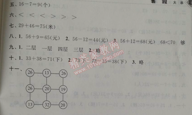 2014年暑假大串联小学版一年级数学北师大版 专题一