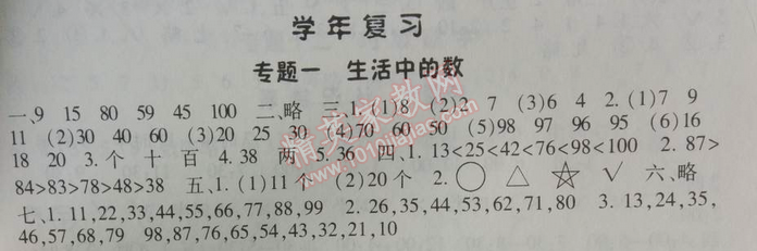 2014年暑假总动员一年级数学北师国标版 学年复习专题一