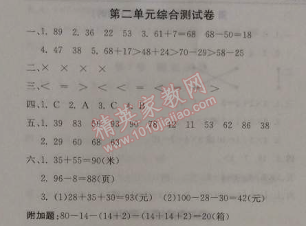 2014年1加1輕巧奪冠優(yōu)化訓(xùn)練二年級數(shù)學(xué)上冊人教版銀版 第二單元綜合測試卷