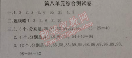 2014年1加1轻巧夺冠优化训练二年级数学上册人教版银版 第八单元综合测试卷