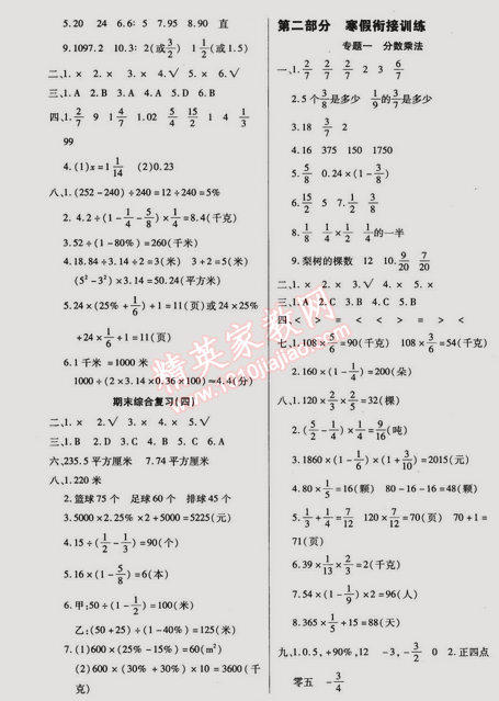 2015年快乐假期衔接优化训练六年级数学 0