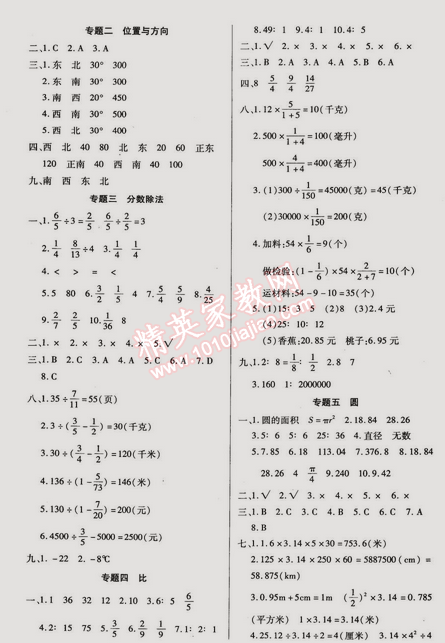 2015年快乐假期衔接优化训练六年级数学 0