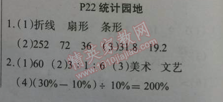 2015年学练快车道快乐假期寒假作业六年级数学人教版 22