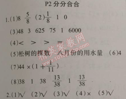 2015年学练快车道快乐假期寒假作业六年级数学人教版 2