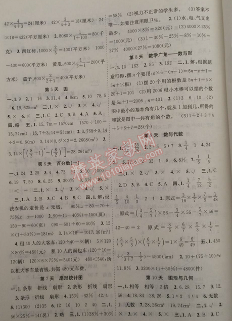 2015年赢在假期期末加寒假六年级数学人教版 0