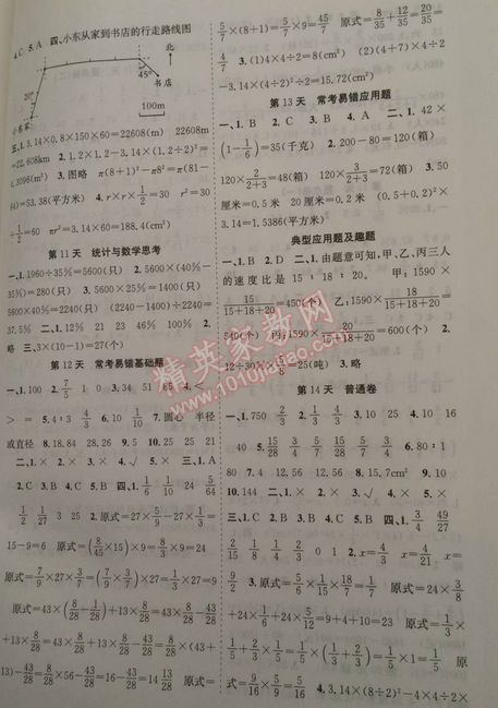 2015年赢在假期期末加寒假六年级数学人教版 0