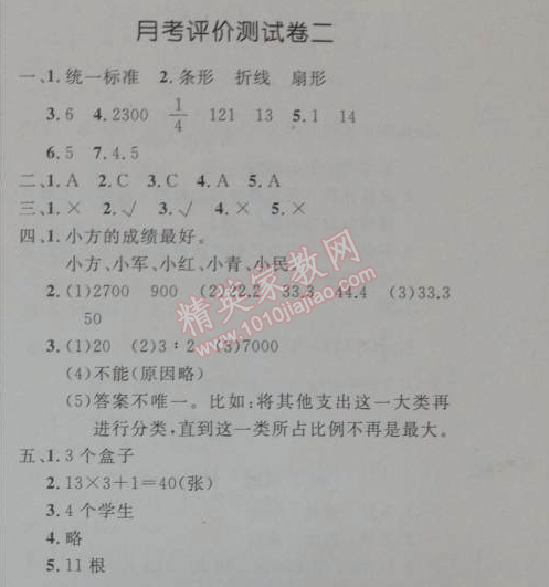 2014年小學同步測控優(yōu)化設計六年級數學下冊人教版 月考評價測試卷二