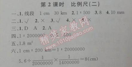 2014年小學同步測控優(yōu)化設(shè)計六年級數(shù)學下冊人教版 3.3.2