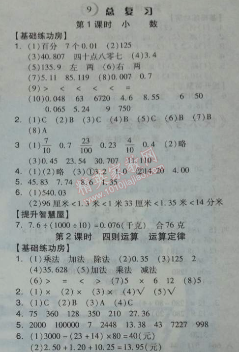 2014年全品學(xué)練考四年級(jí)數(shù)學(xué)下冊(cè)人教版 總復(fù)習(xí)