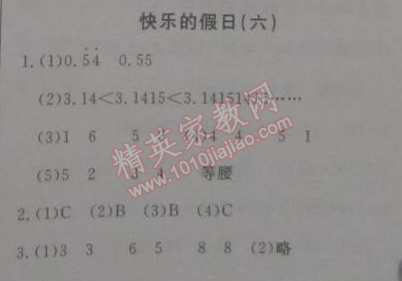 2015年寒假新天地寒假作业五年级数学人教实验版 6