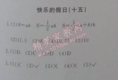 2015年寒假新天地寒假作业五年级数学人教实验版 15