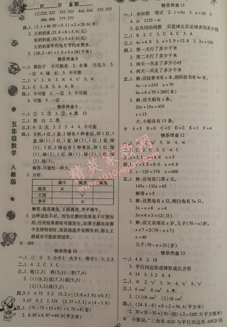 2015年金牌教輔假期快樂練培優(yōu)寒假作業(yè)五年級數(shù)學(xué)人教版 0