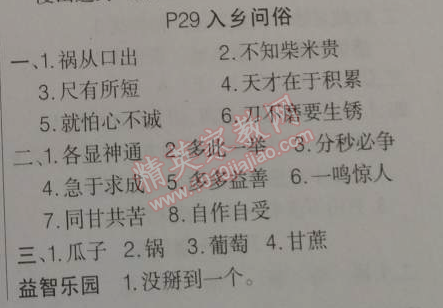 2015年学练快车道快乐假期寒假作业五年级语文人教版 29