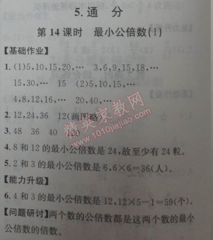 2014年能力培养与测试五年级数学下册人教版 14