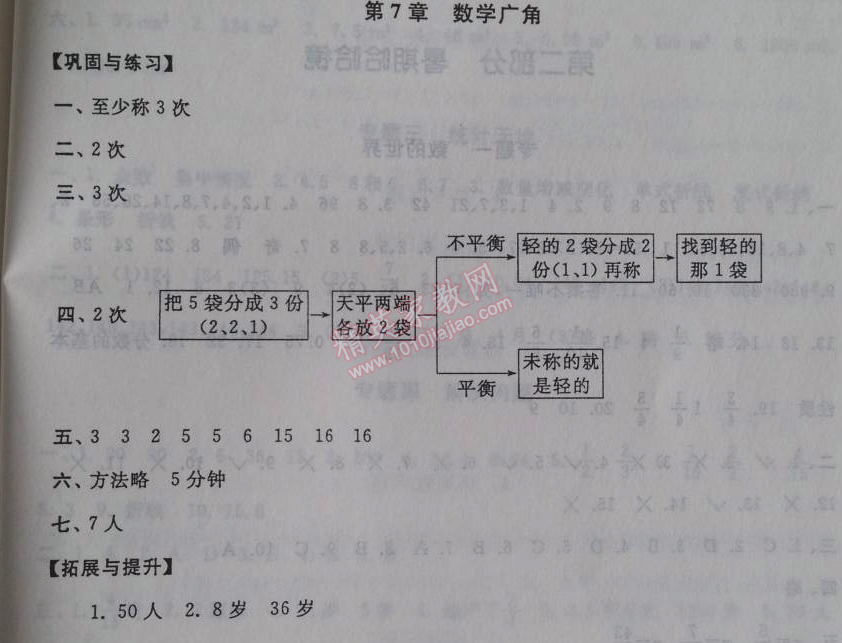 2014年暑假大串联小学版五年级数学人教版 7