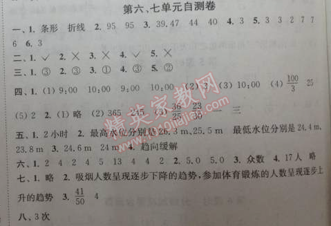 2014年通城学典课时作业本五年级数学下册人教版 第六七单元自测卷