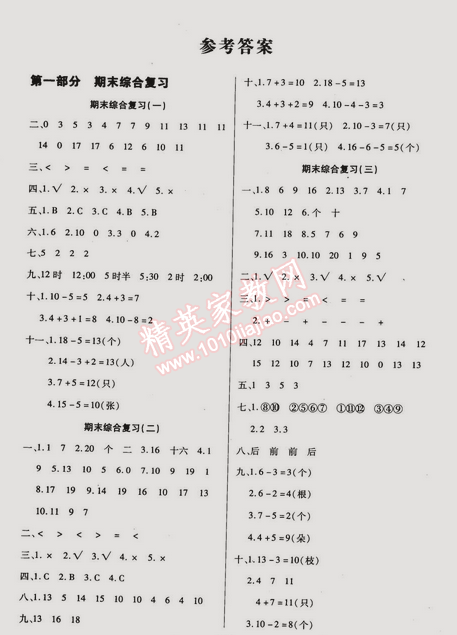 2015年快乐假期衔接优化训练一年级数学 0